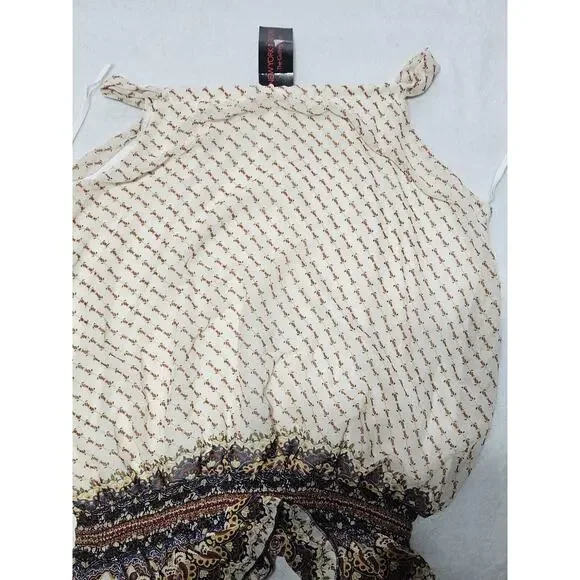 Blue Sketch Blouse Juniors Large Beige Sleeveless Sheer Floral Blouse Top - Picture 9 of 9